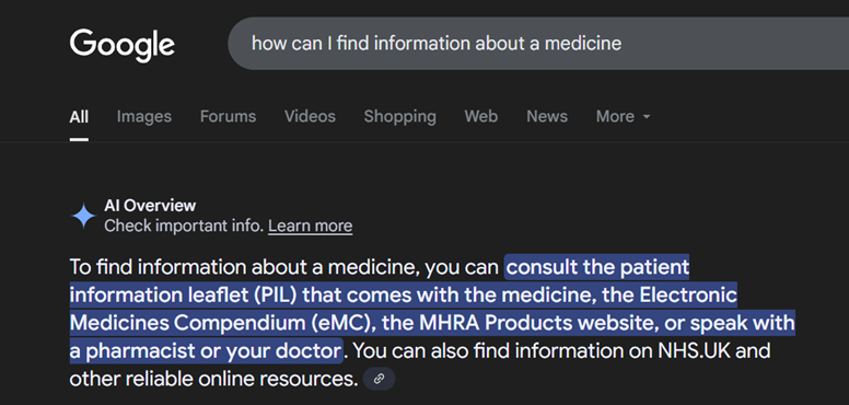 how can i find information about a medicine